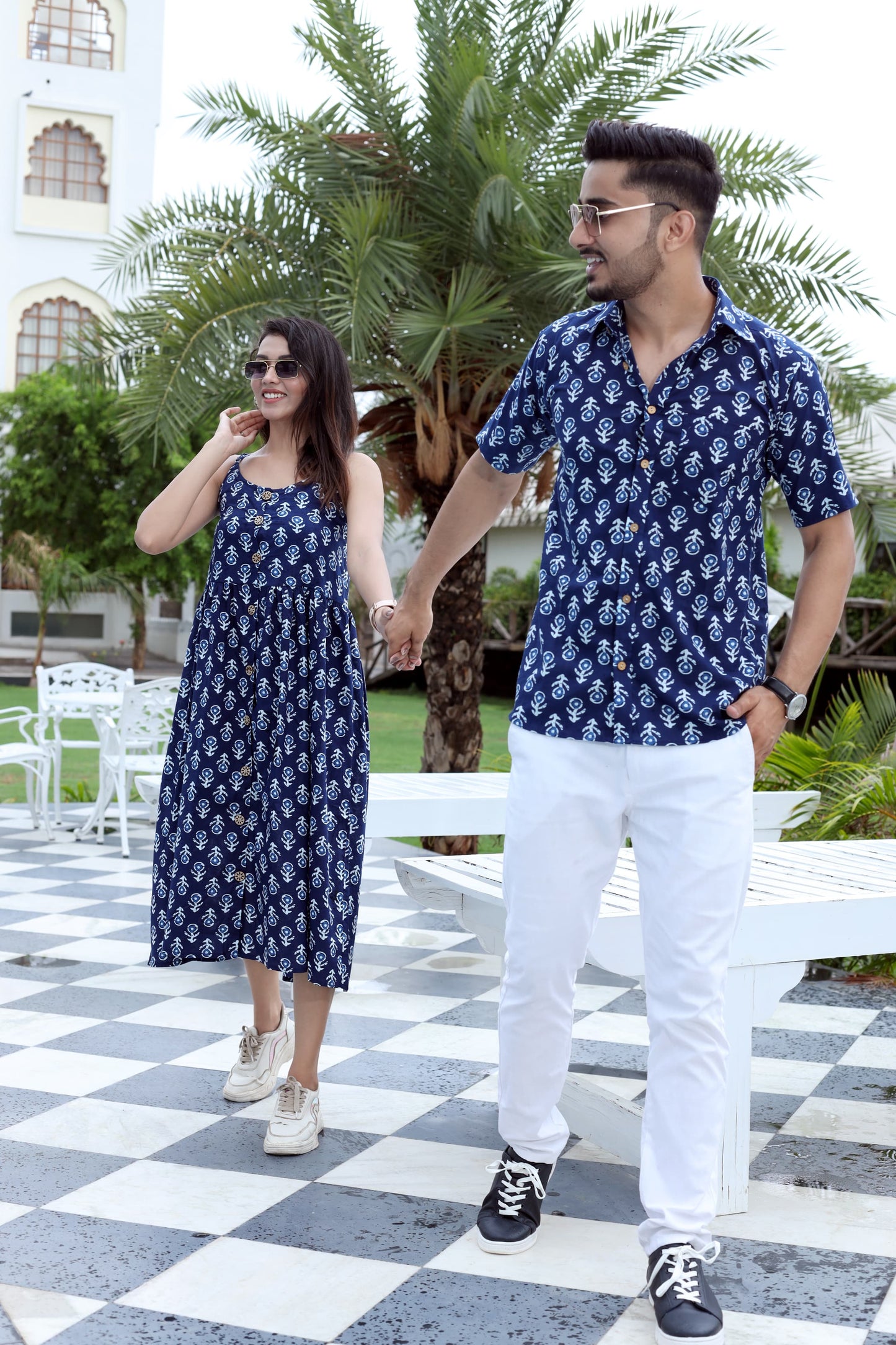 Matching Outfit couple, Super Soft cotton floral Aloha Shirt&Beach Dress - Bulk Quantities Group Wedding