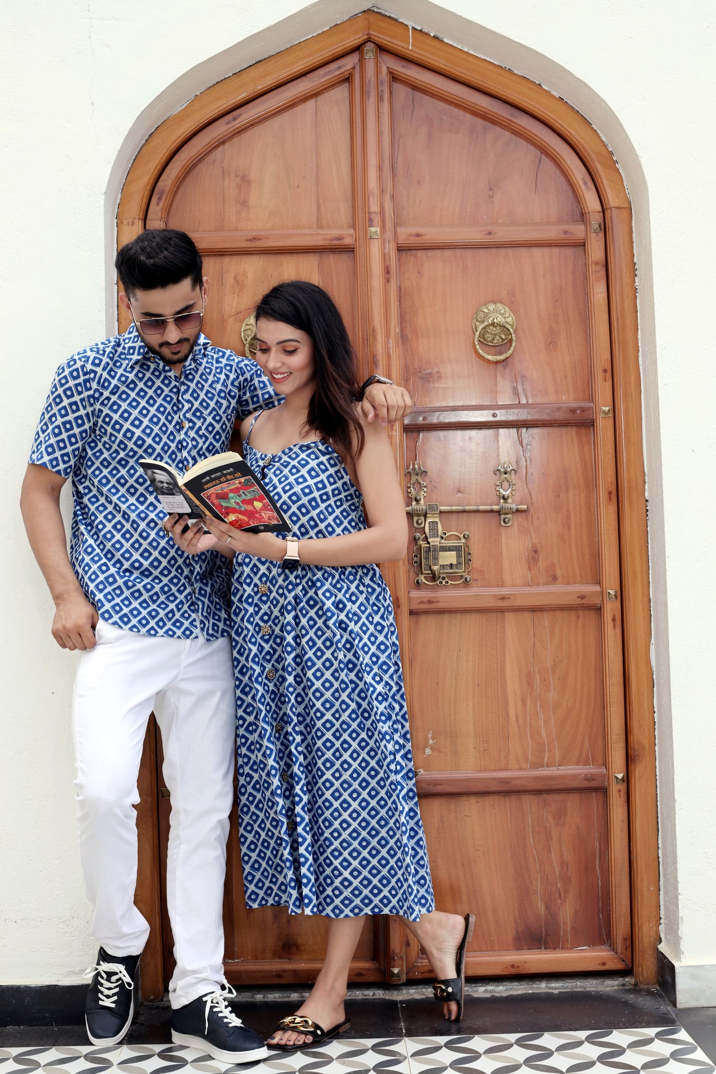 Couple Twining Outfit, Cotton handblock fabric Kurta/Anarkali - Wedding Group Bulk Quantities