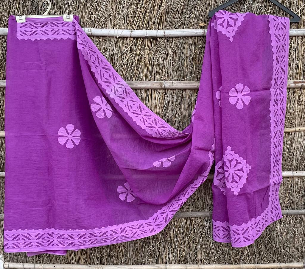 Applique Saree/ Indian Saree/Cotton Saree