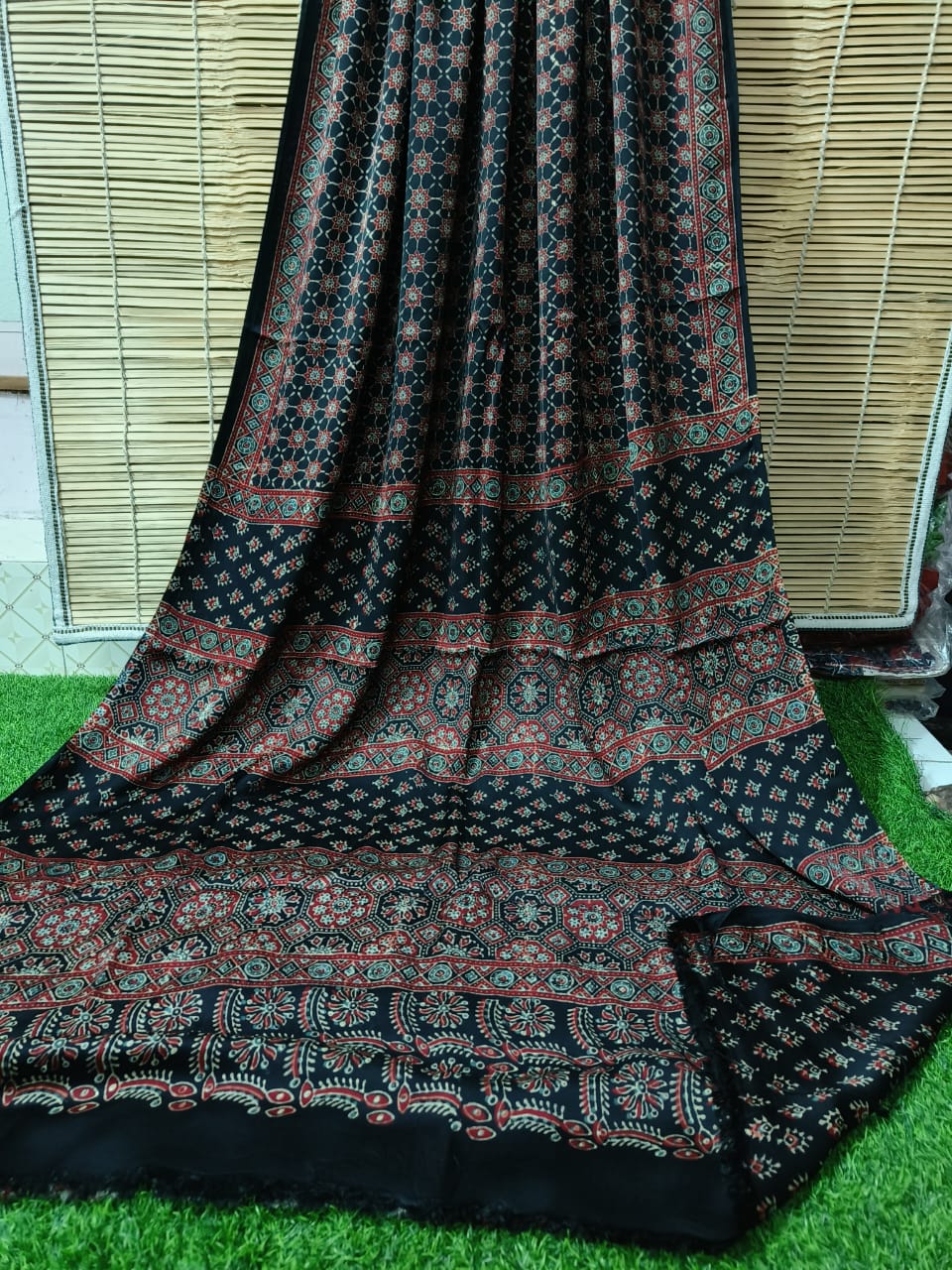 Azrakh Print Modal Silk Saree/Azrakh Saree/ Indian Azrakh Print Saree