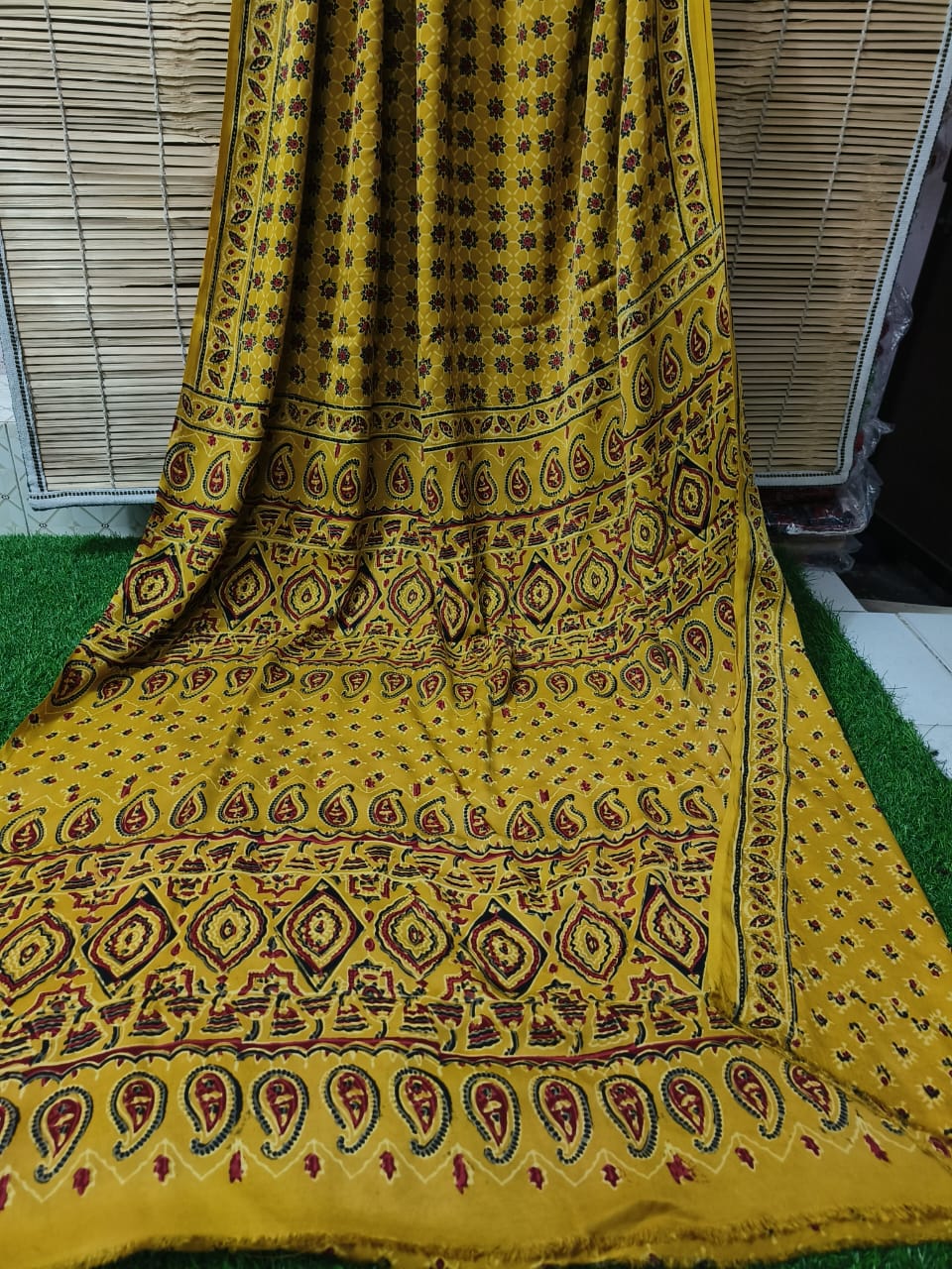 Azrakh Print Modal Silk Saree/Azrakh Saree/ Indian Azrakh Print Saree