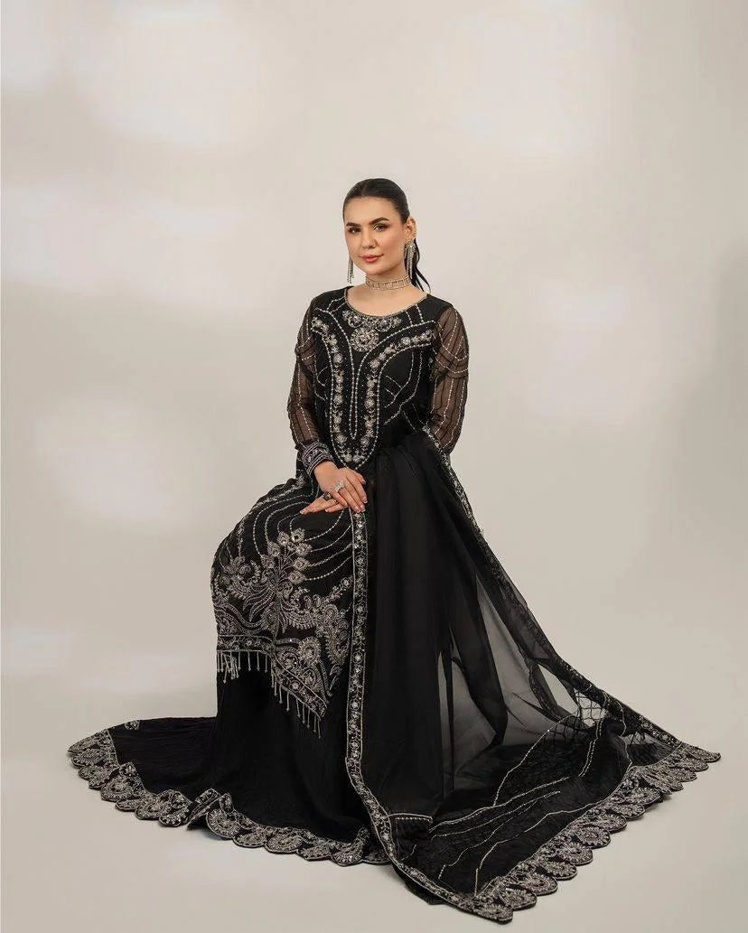 New Black Beauty for Muharram Majlis Wear Black Dress Salwar Kameez Pakistani Designer Dress Readymade Suit for Black Muharram Collection