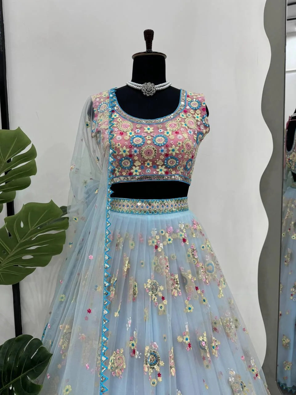 Designer Multicolor Lehenga Choli USA, Partywear wedding lehenga and choli with dupatta, Ready to wear Wedding Lehenga with Sequence work