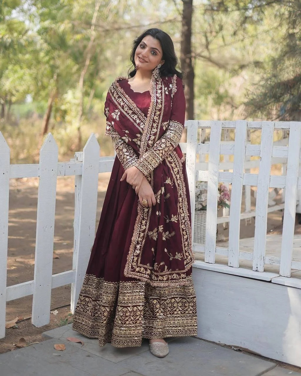 Karwa Chauth Party Wear Look Gown With Dupatta