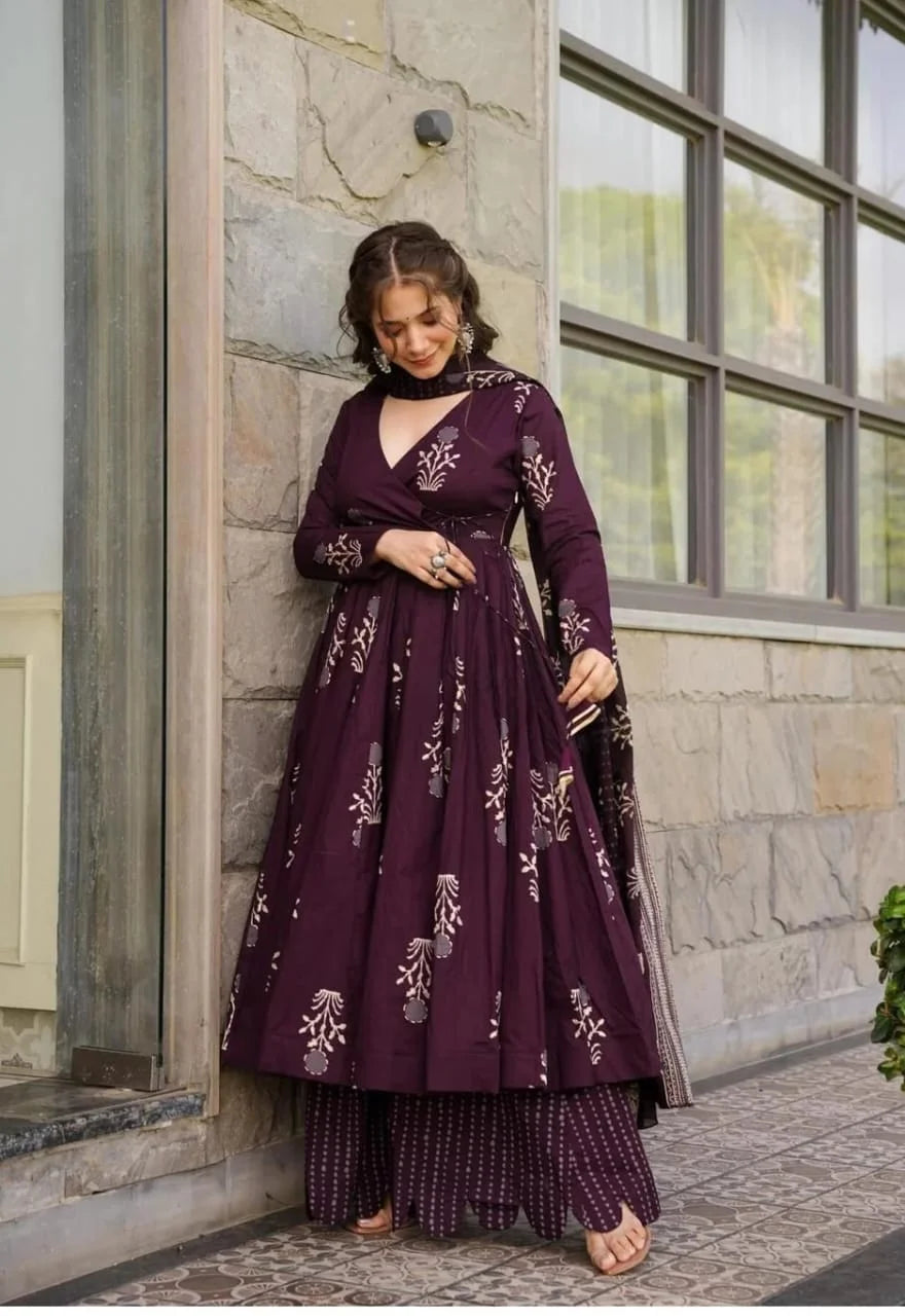 Pure cotton anarkali suit set