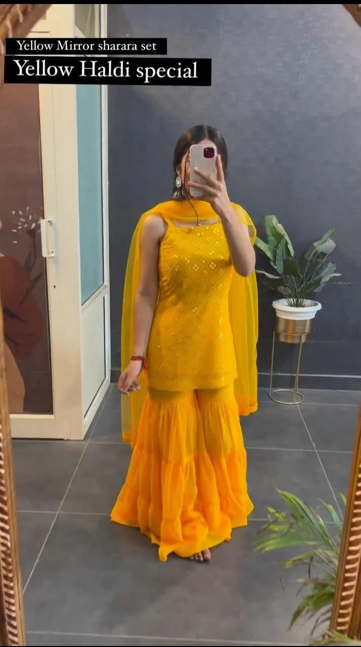 Haldi wear Beautiful Latest Suit Set