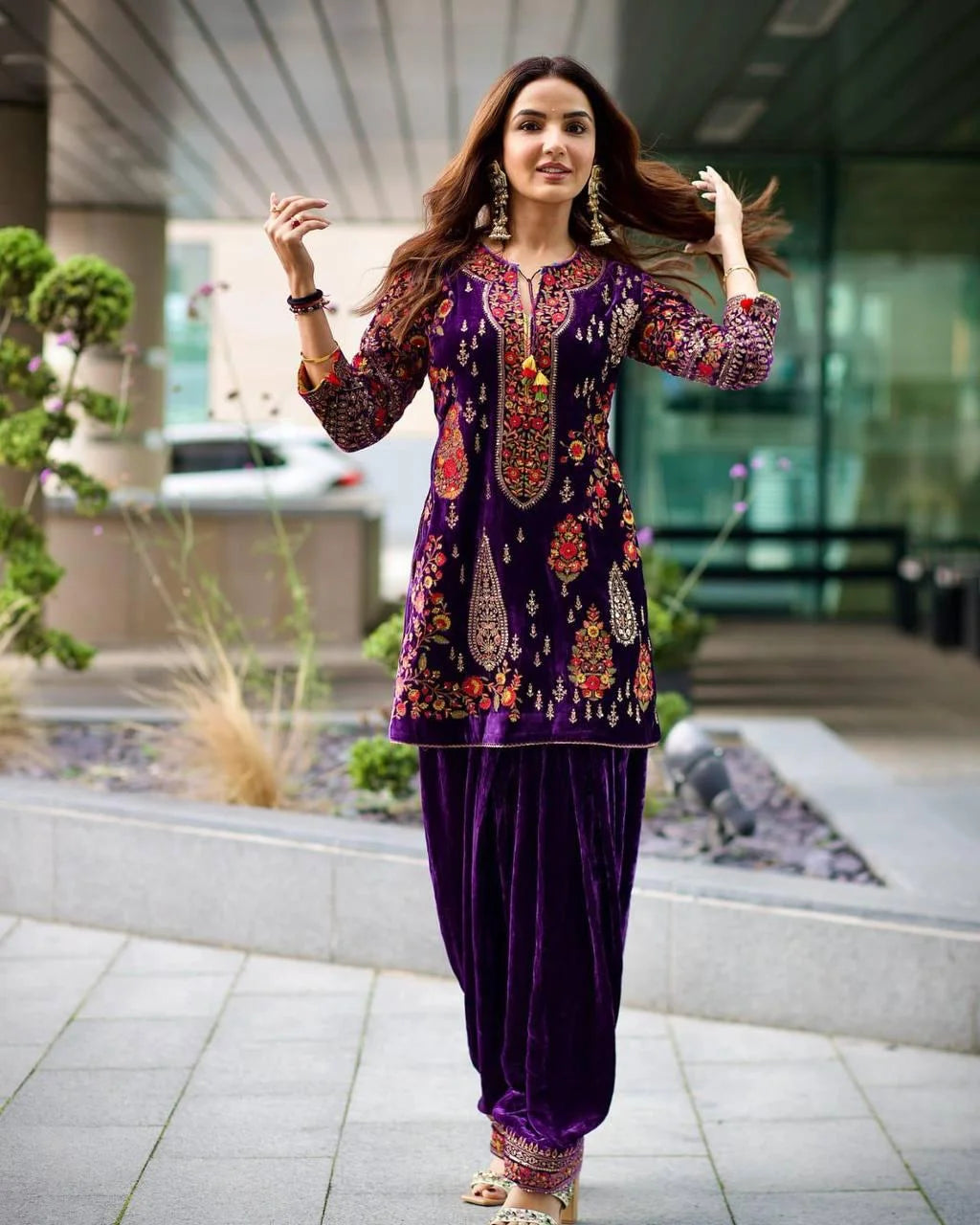 VELVET KURTI-PLAZZO SET