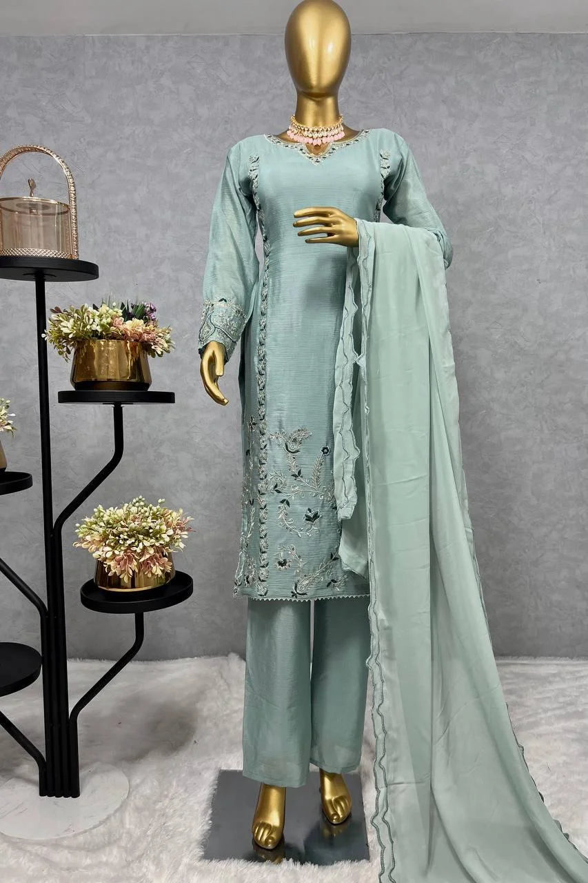 LONG KURTI WITH BOTTOM AND BEAUTIFUL DUPATTA