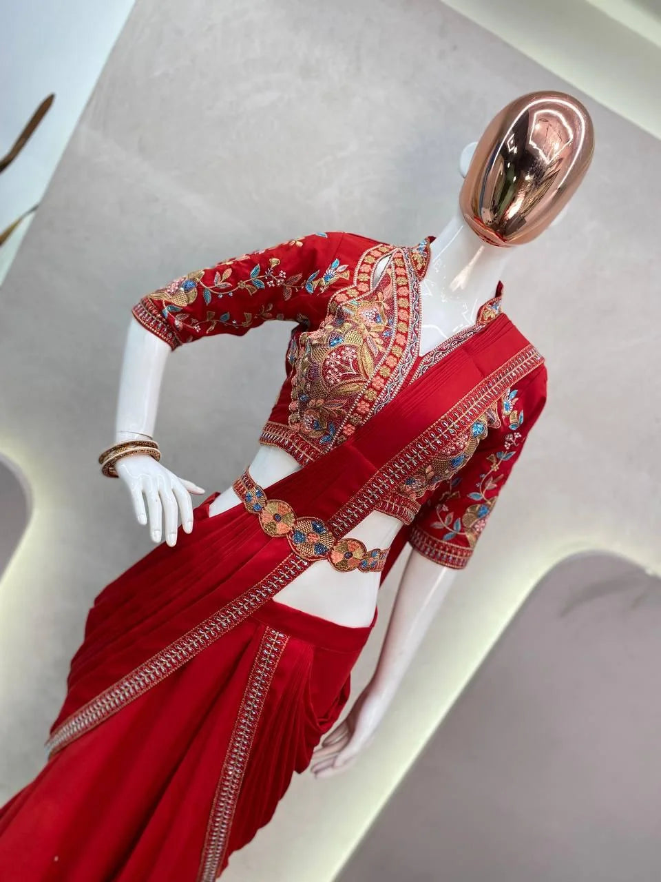 party wear lehnga saree with belt blouse