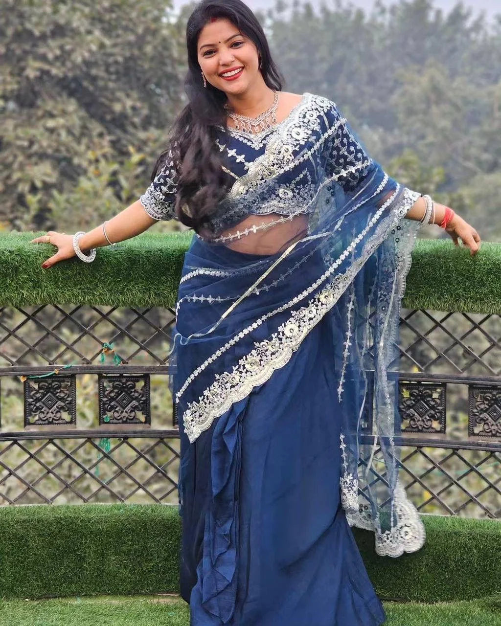 BEAYTIFUL LEHENGA-SAREE WITH EMBROIDERED PALLU