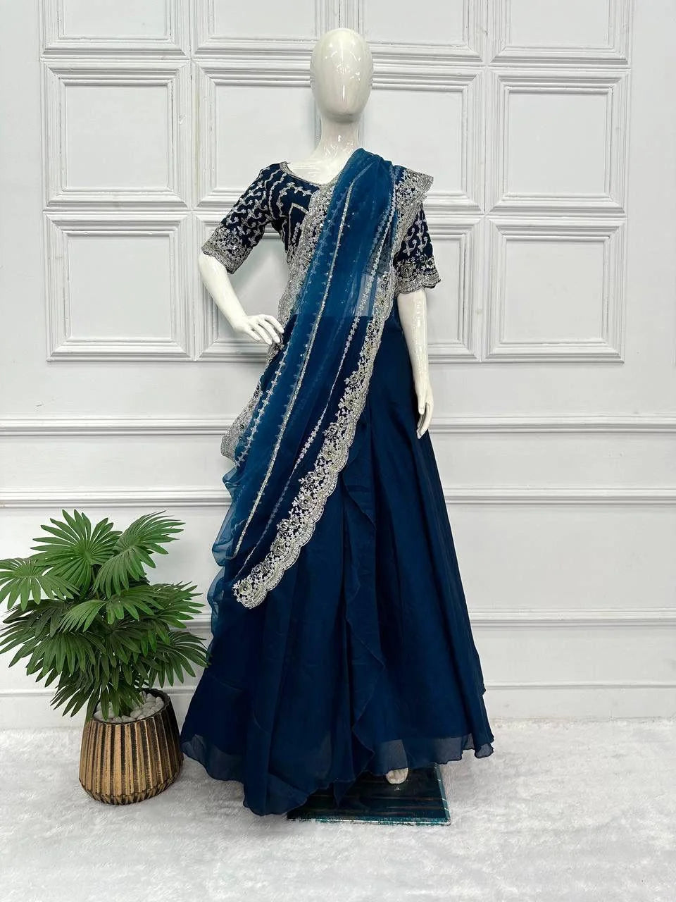 BEAYTIFUL LEHENGA-SAREE WITH EMBROIDERED PALLU