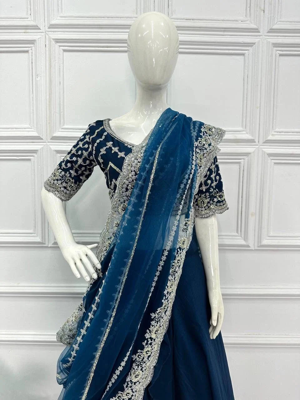 BEAYTIFUL LEHENGA-SAREE WITH EMBROIDERED PALLU