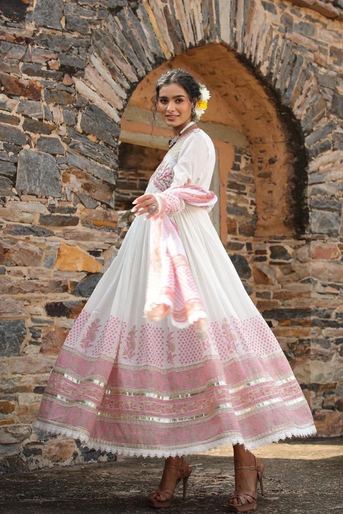 Beautiful Aliya style Anarkali two piece suit with heavy embroidery