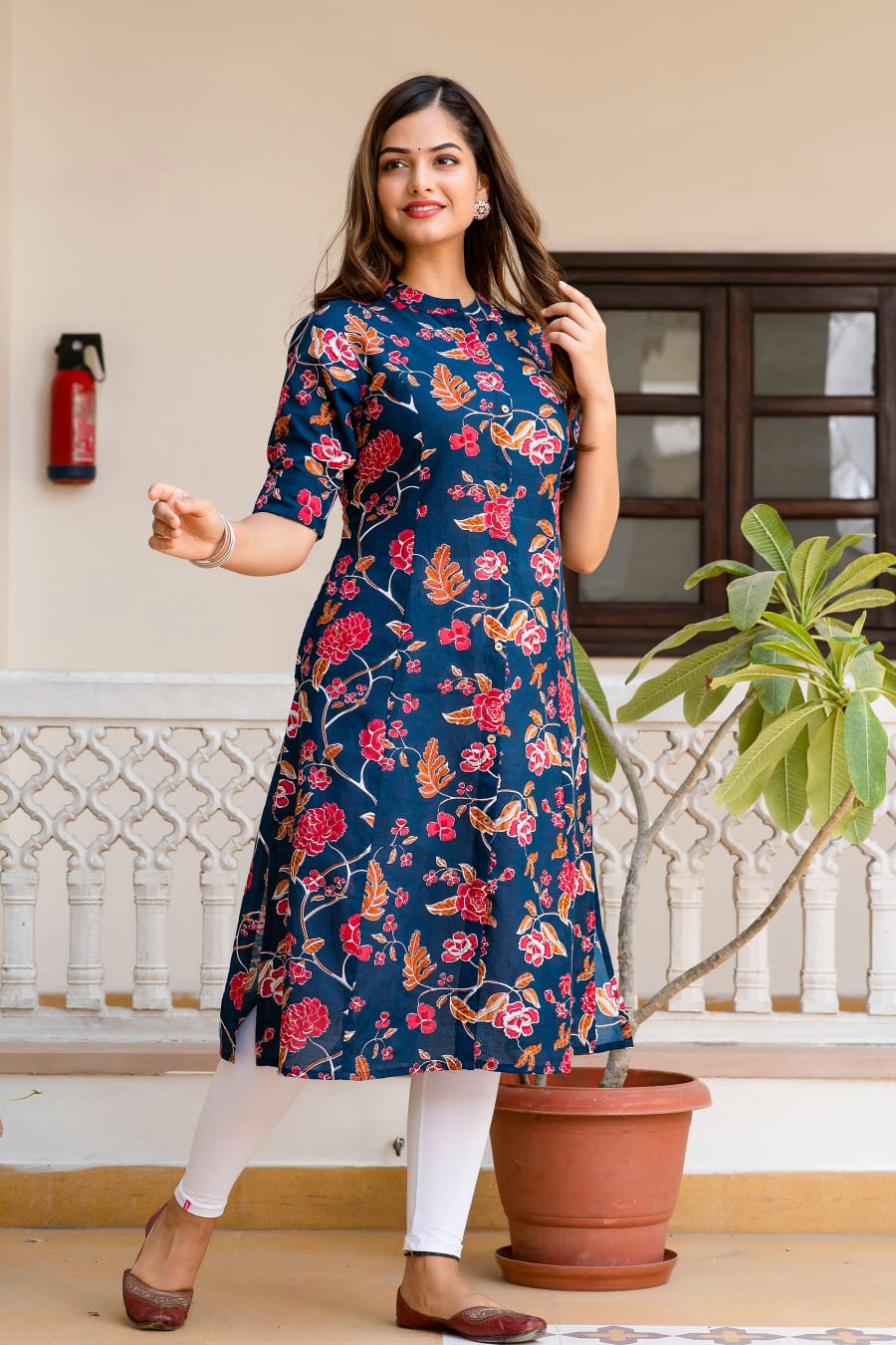 Cotton Reyon Cut classy look Kurti and Pant With Embroidery – ThreadLooms