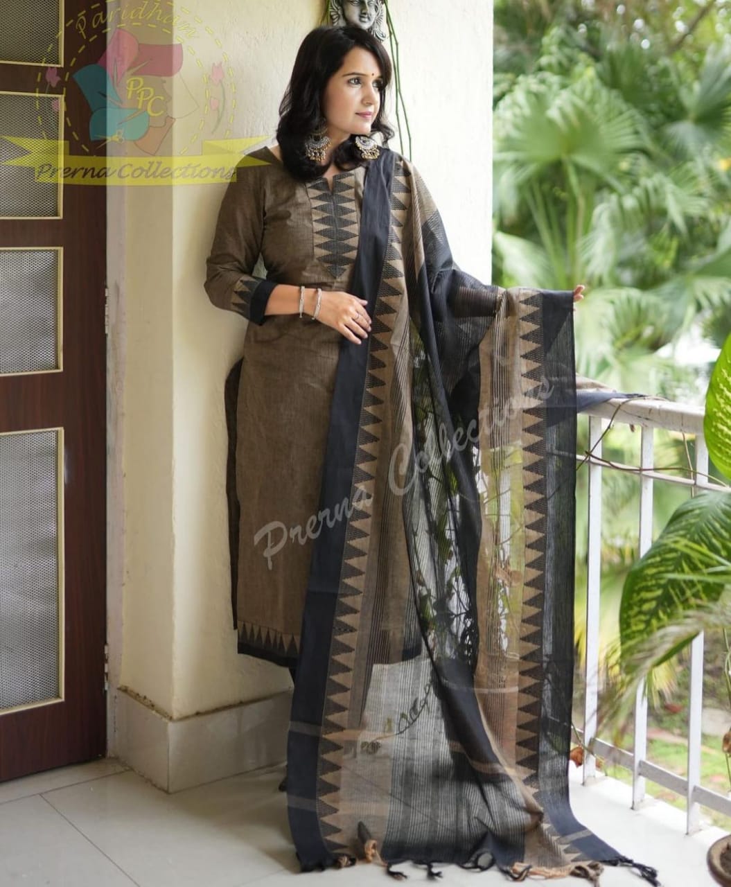 Premium South cotton straight long kurta with pant and handloom cotton dupatta set, readymade salwar kameez, cotton kurti set, women dress