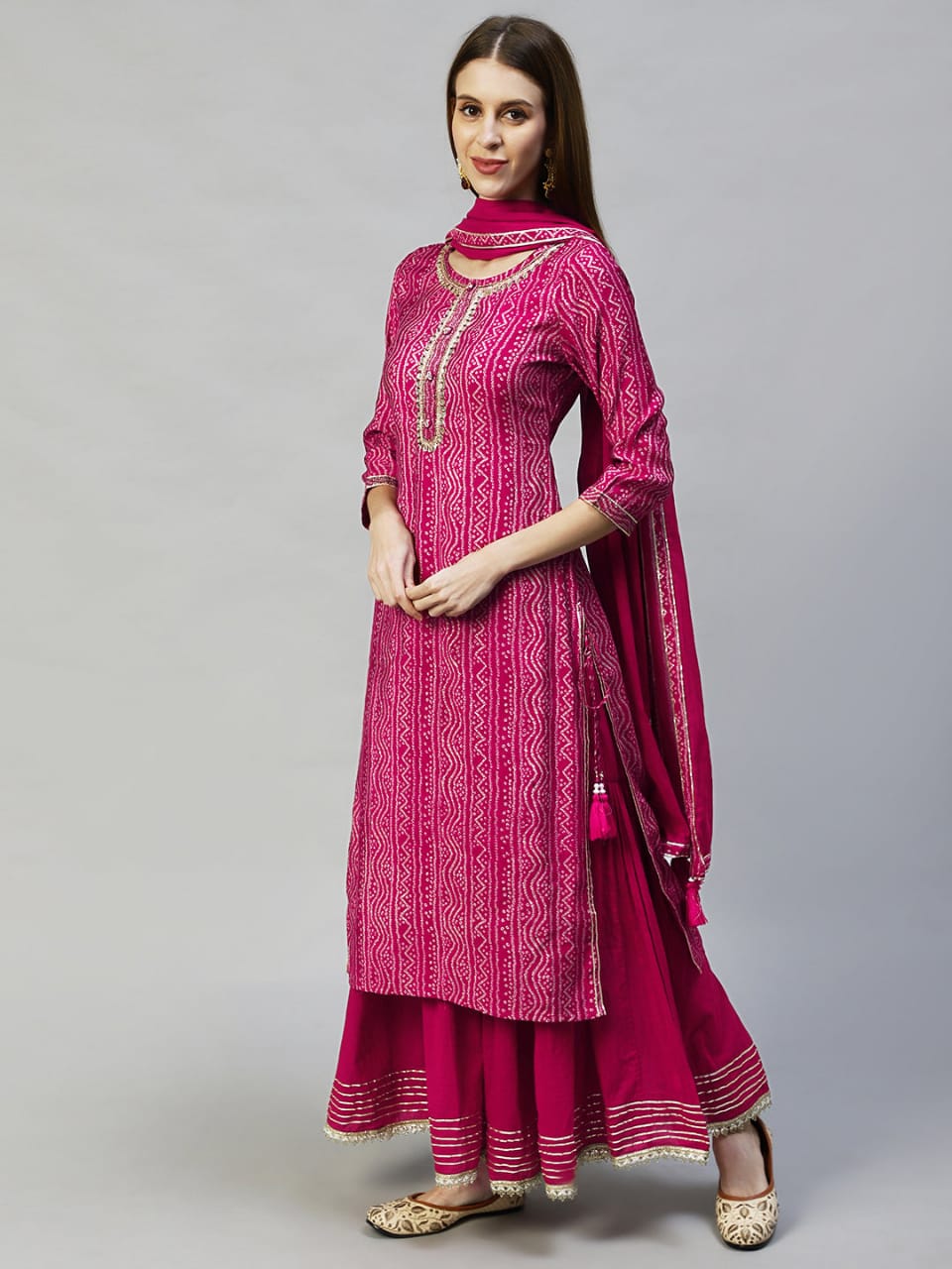 Designer rayon gotta lace work long straight kurta with skirt set for women and girls, kurta skirt set, suits for women