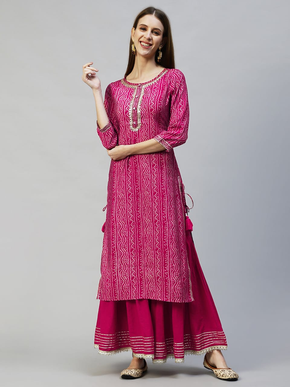 Designer rayon gotta lace work long straight kurta with skirt set for women and girls, kurta skirt set, suits for women