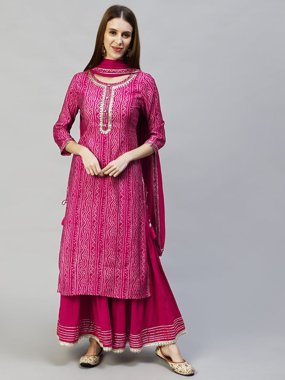 Designer rayon gotta lace work long straight kurta with skirt set for women and girls, kurta skirt set, suits for women