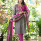 Premium South cotton straight long kurta with pant and handloom cotton dupatta set, readymade salwar kameez, cotton kurti set, women dress