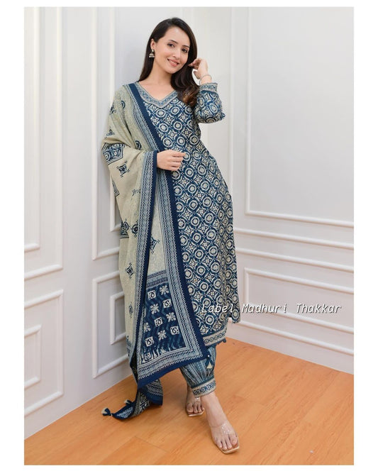 Bollywood designer pure cotton straight kurta with palazzo and dupatta set, cotton kurti set, kurta palazzo set, readymade dresses,