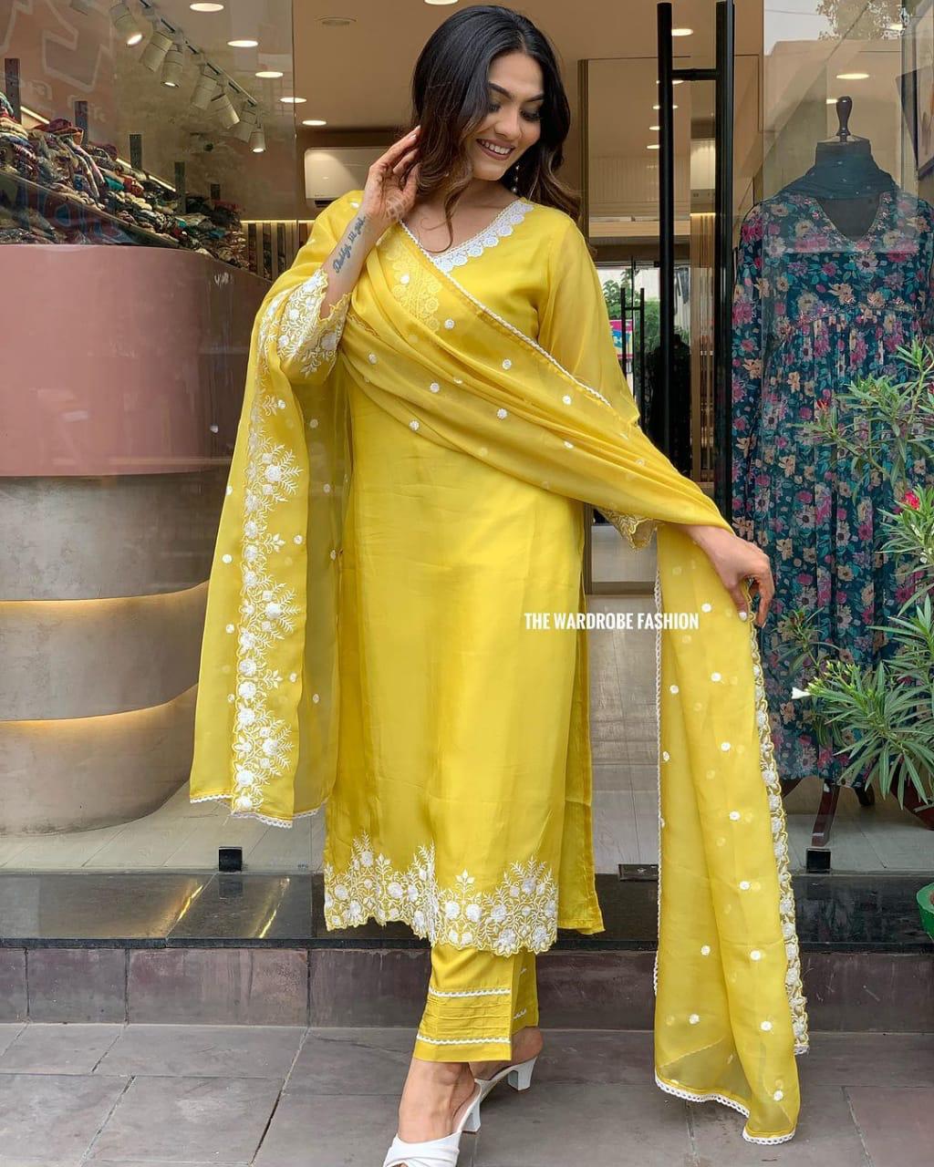 Indian Women Suit readymade Salwar Kameez Kurta Palazzo Suit India Women Kurta Suit YELLOW Cotton Dress Casual Office Dress