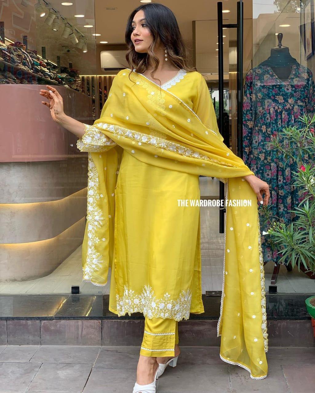 Indian Women Suit readymade Salwar Kameez Kurta Palazzo Suit India Women Kurta Suit YELLOW Cotton Dress Casual Office Dress