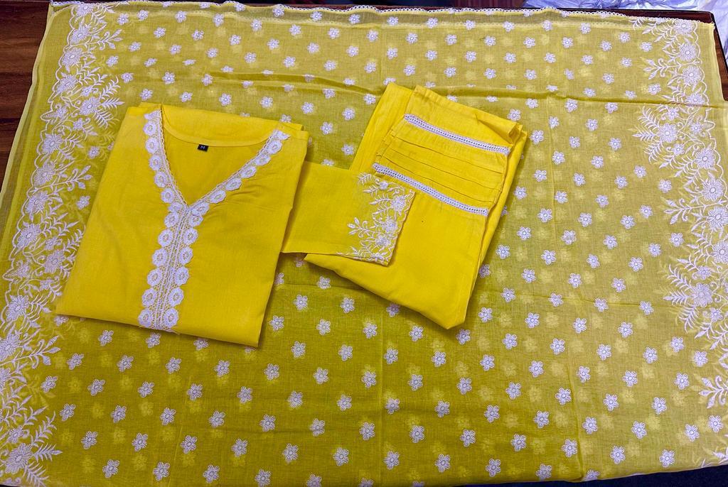 Indian Women Suit readymade Salwar Kameez Kurta Palazzo Suit India Women Kurta Suit YELLOW Cotton Dress Casual Office Dress