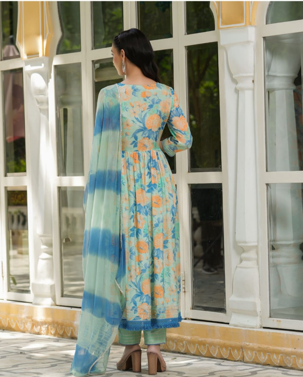 Women's Neh Leheriya Chiffon Dress With Cotton Lining - Saras The Label - S  | Heavy dresses, Chiffon gown, Gathered dress