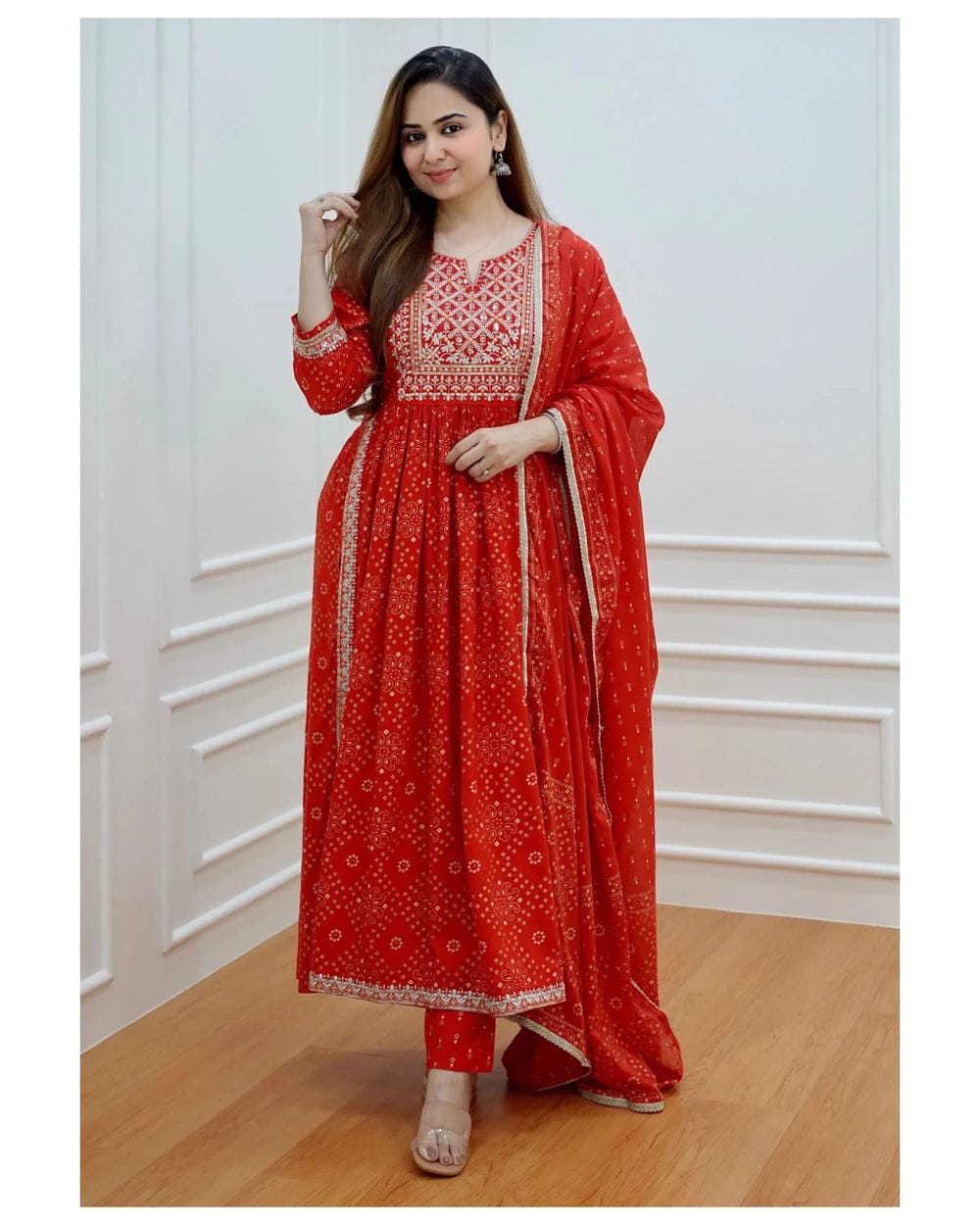 Traditional Wear Women Dresses, Heavy rayon full embroidered work Naira cut kurta with pant and dupatta set, party wear dress, suits dress