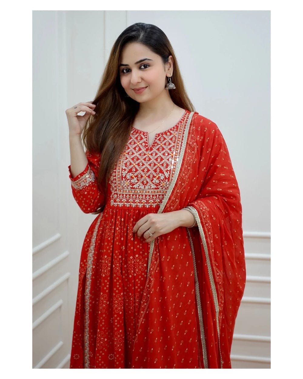 Traditional Wear Women Dresses, Heavy rayon full embroidered work Naira cut kurta with pant and dupatta set, party wear dress, suits dress