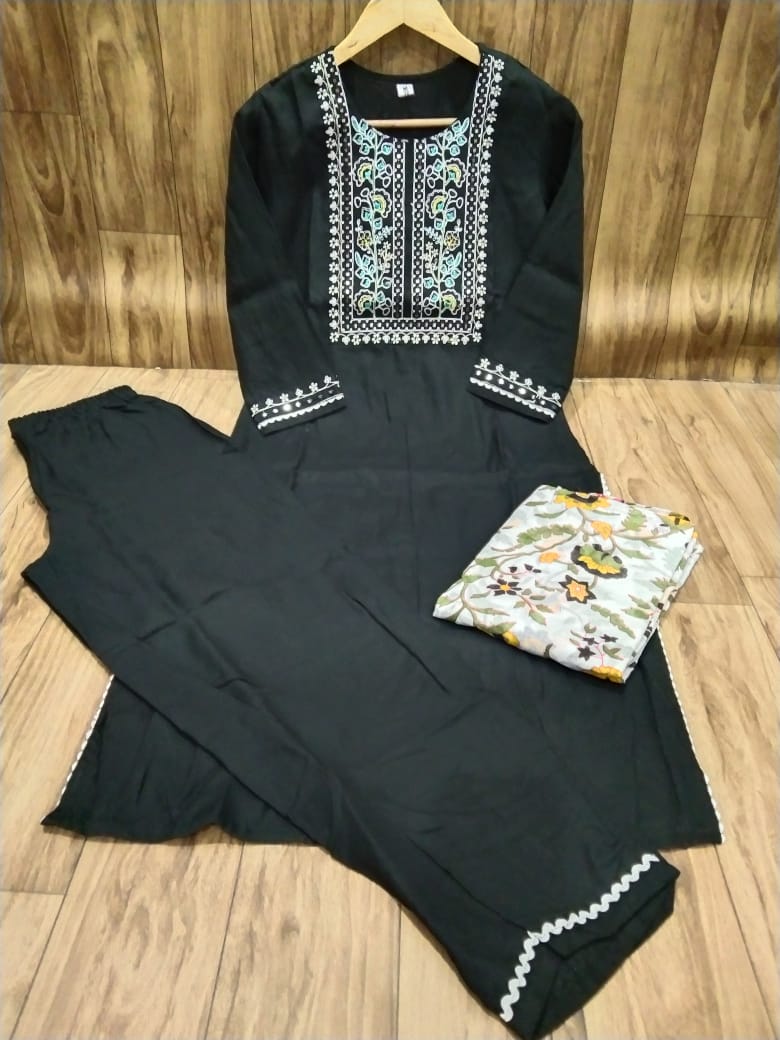 Bollywood designer pure REYON straight kurta with palazzo and dupatta set, reyon kurti set, kurta palazzo set, readymade dresses,