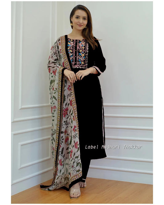 Bollywood designer pure REYON straight kurta with palazzo and dupatta set, reyon kurti set, kurta palazzo set, readymade dresses,