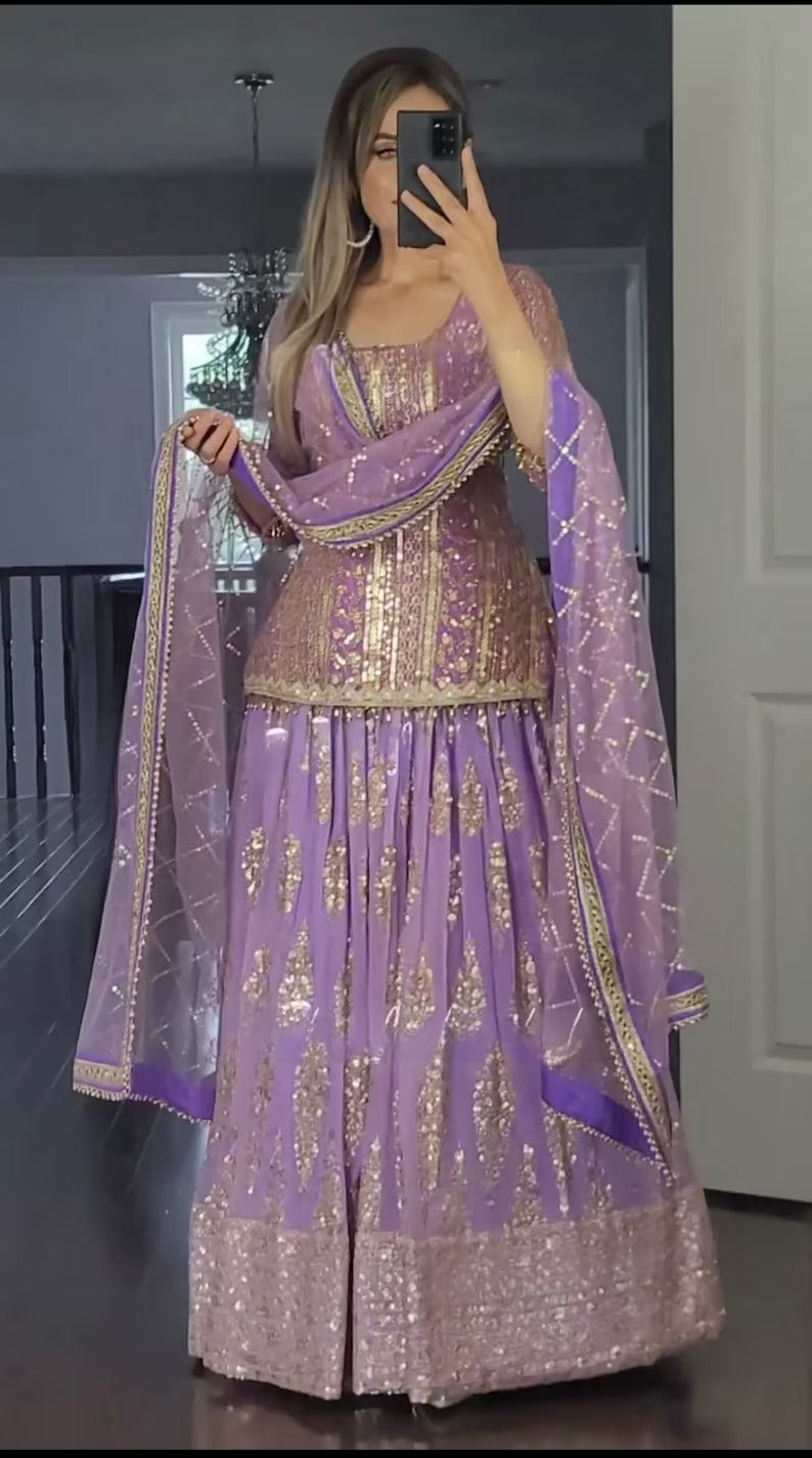 Purple Indian Lehenga Outfits, EID Special Festival Clothing Salwar, Beautiful Bridal lehengas for Women, Bridesmaid Lehenga Kurti Set