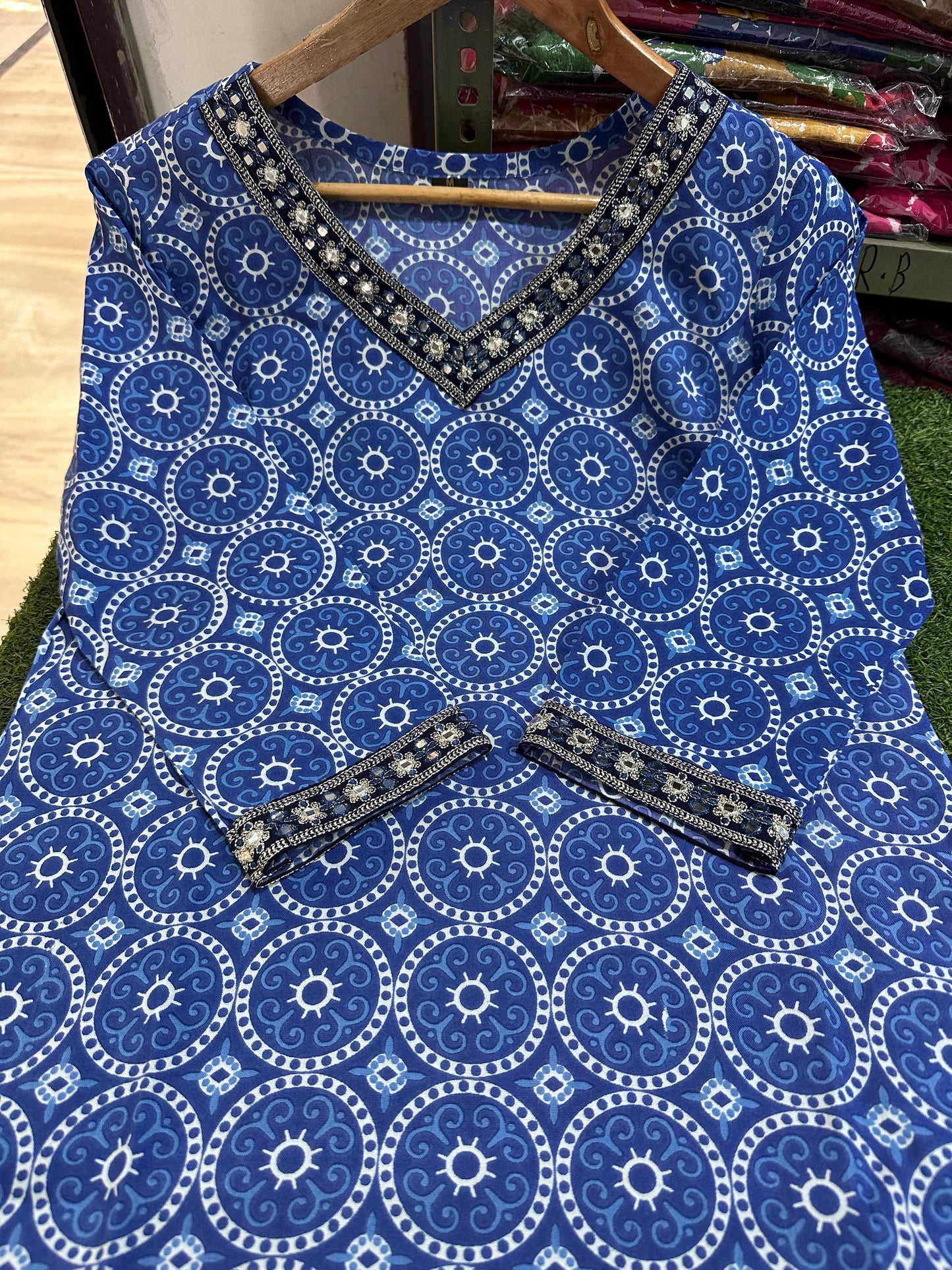 Women Afghani Salwar Suits, Cotton Printed With Hand Gotta Patti Work Kurti Pant And Dupatta Set For Women And Girls,Kurti Palazzo Set