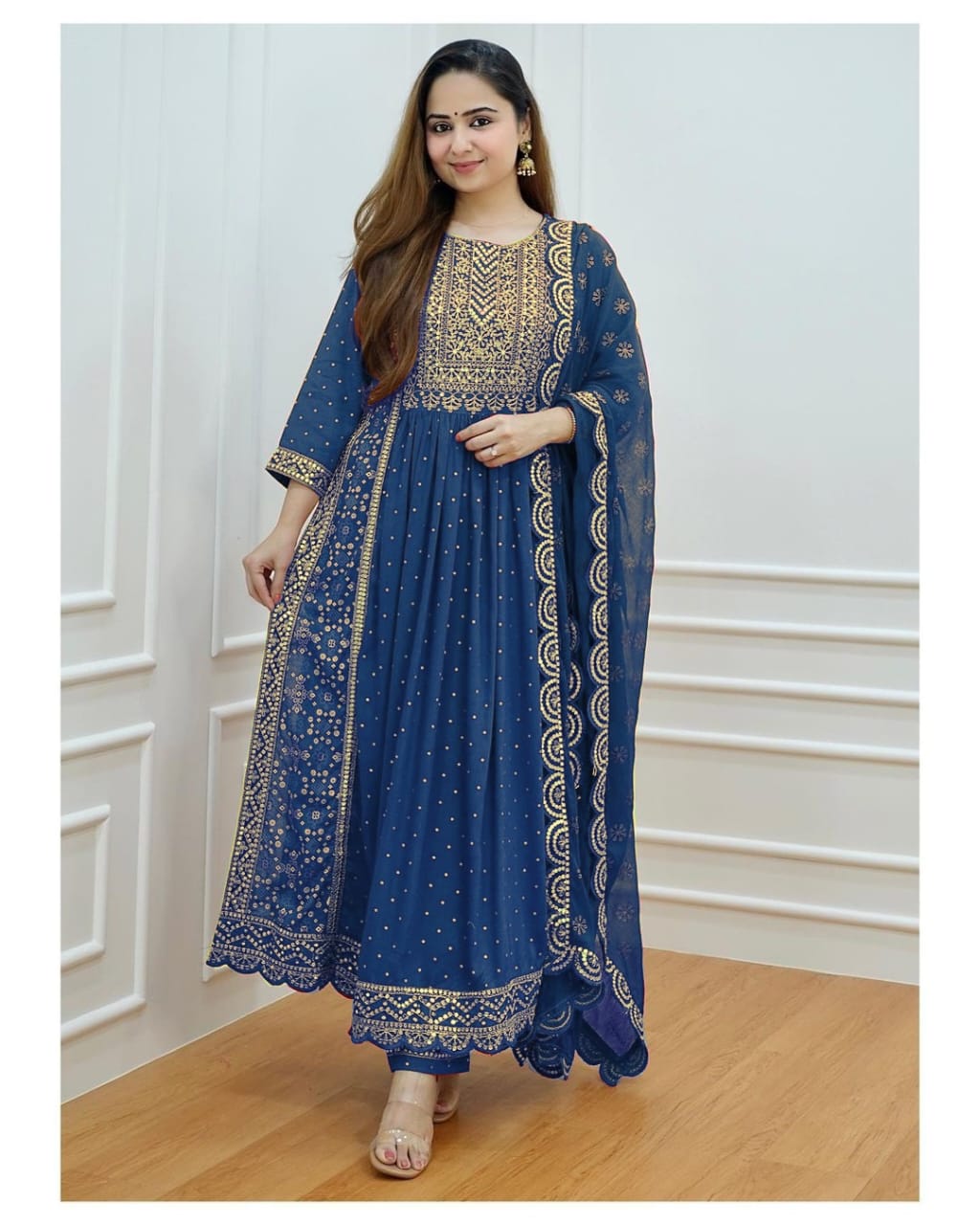 Traditional Wear Women Dresses, Heavy rayon full embroidered work Naira cut kurta with pant and dupatta set, party wear dress, suits dress