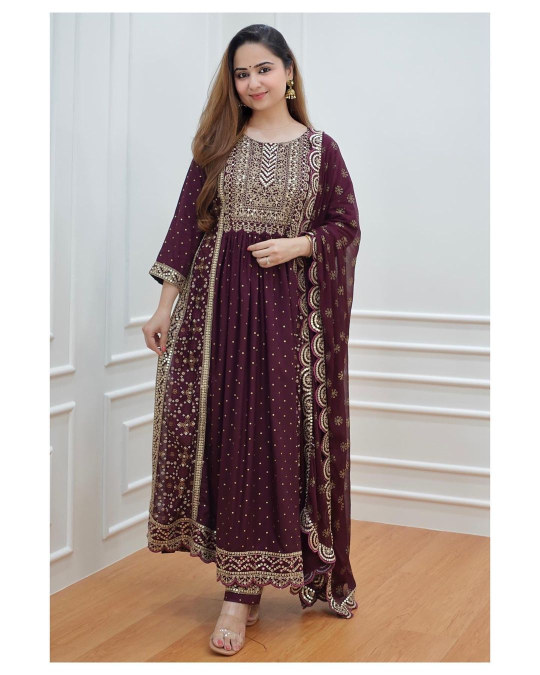 Traditional Wear Women Dresses, Heavy rayon full embroidered work Naira cut kurta with pant and dupatta set, party wear dress, suits dress