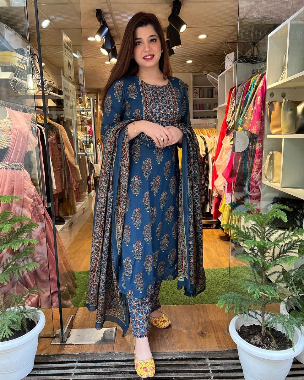 Printed Kurti with Printed pant and printed dupptta The colour combination and the entire look of the outfit is absolutely unique and something to look out for