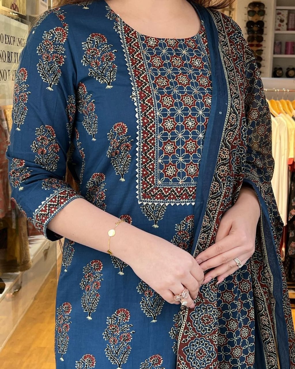 Printed Kurti with Printed pant and printed dupptta The colour combination and the entire look of the outfit is absolutely unique and something to look out for