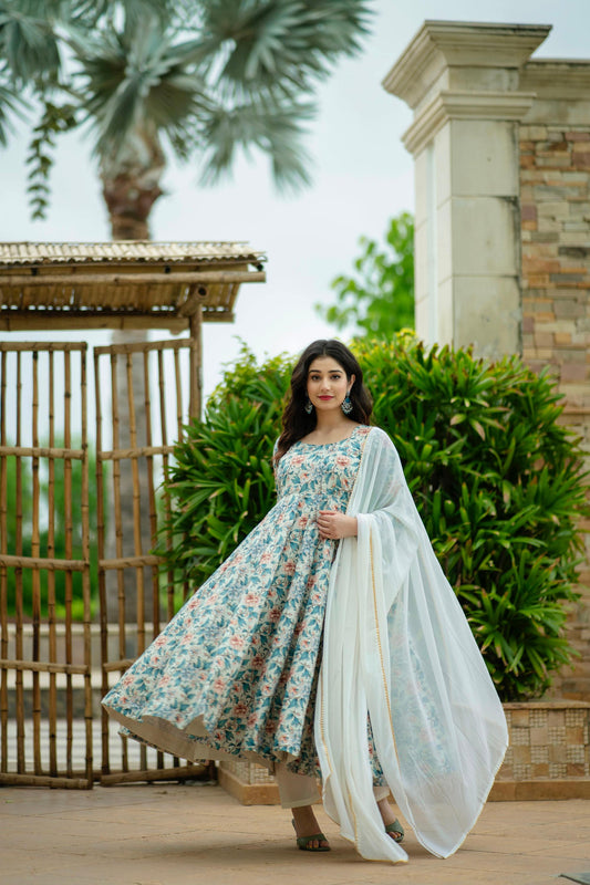 Designer PURE MASLIN CORSET WORK  PRINT  Anarkali Gown Party Wear Gown South Indian Anarkali Ready 3 Wear Anarkali Bridal Suit Indian Punjabi Festive suit