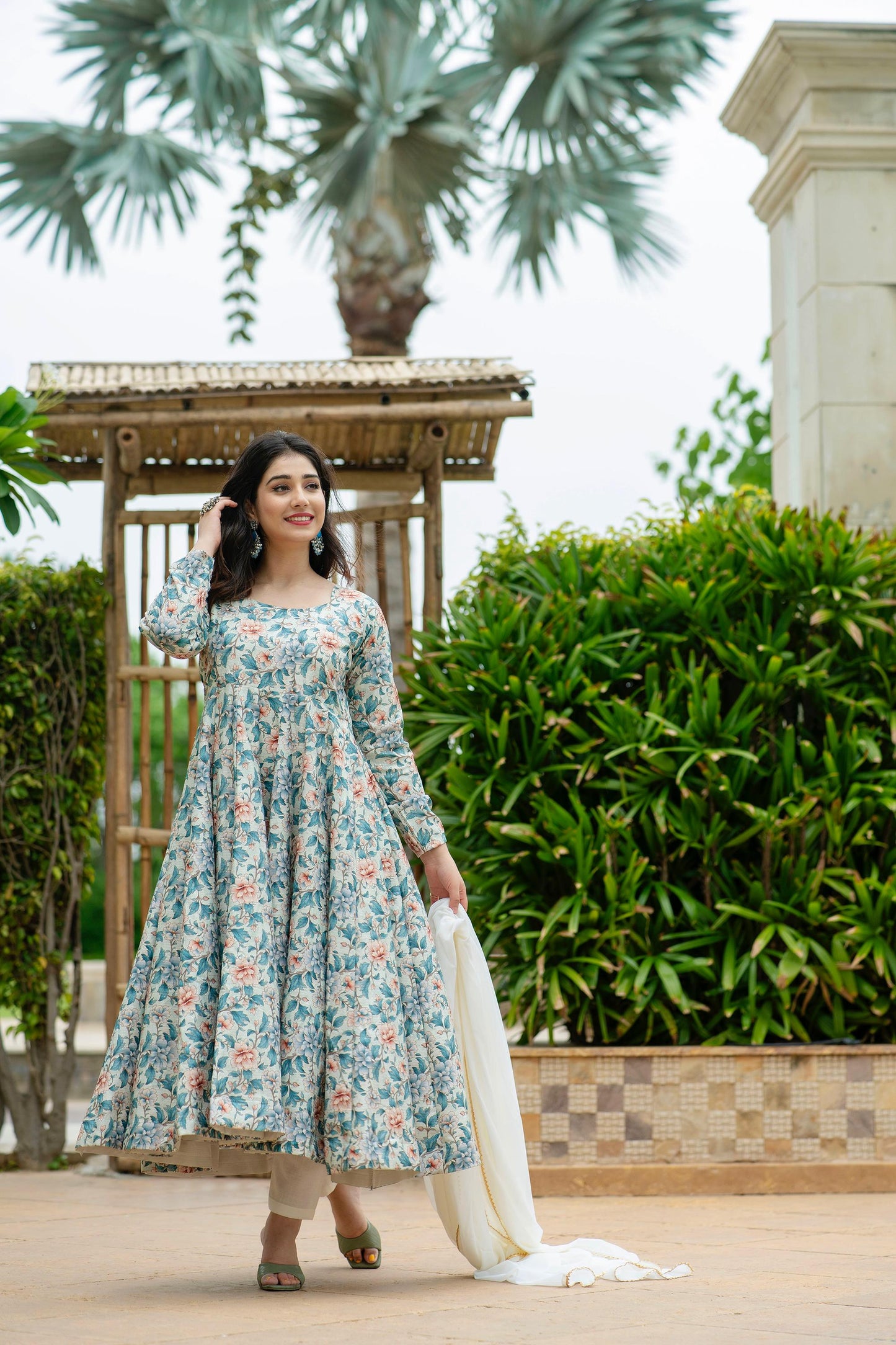 Designer PURE MASLIN CORSET WORK  PRINT  Anarkali Gown Party Wear Gown South Indian Anarkali Ready 3 Wear Anarkali Bridal Suit Indian Punjabi Festive suit