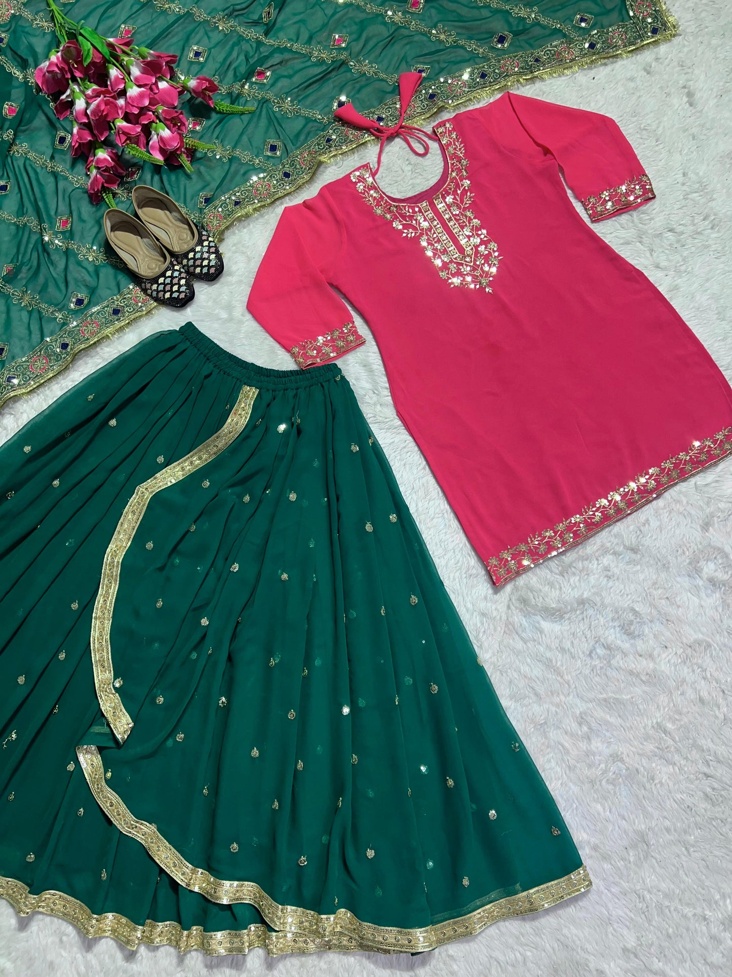 Designer Indian Kurti Lehenga Set Marriage Ghaghra Choli Indian Bridal Lahnga Sangeet Outfit Ready Party Wear Lengha Gota Patti Lehenga