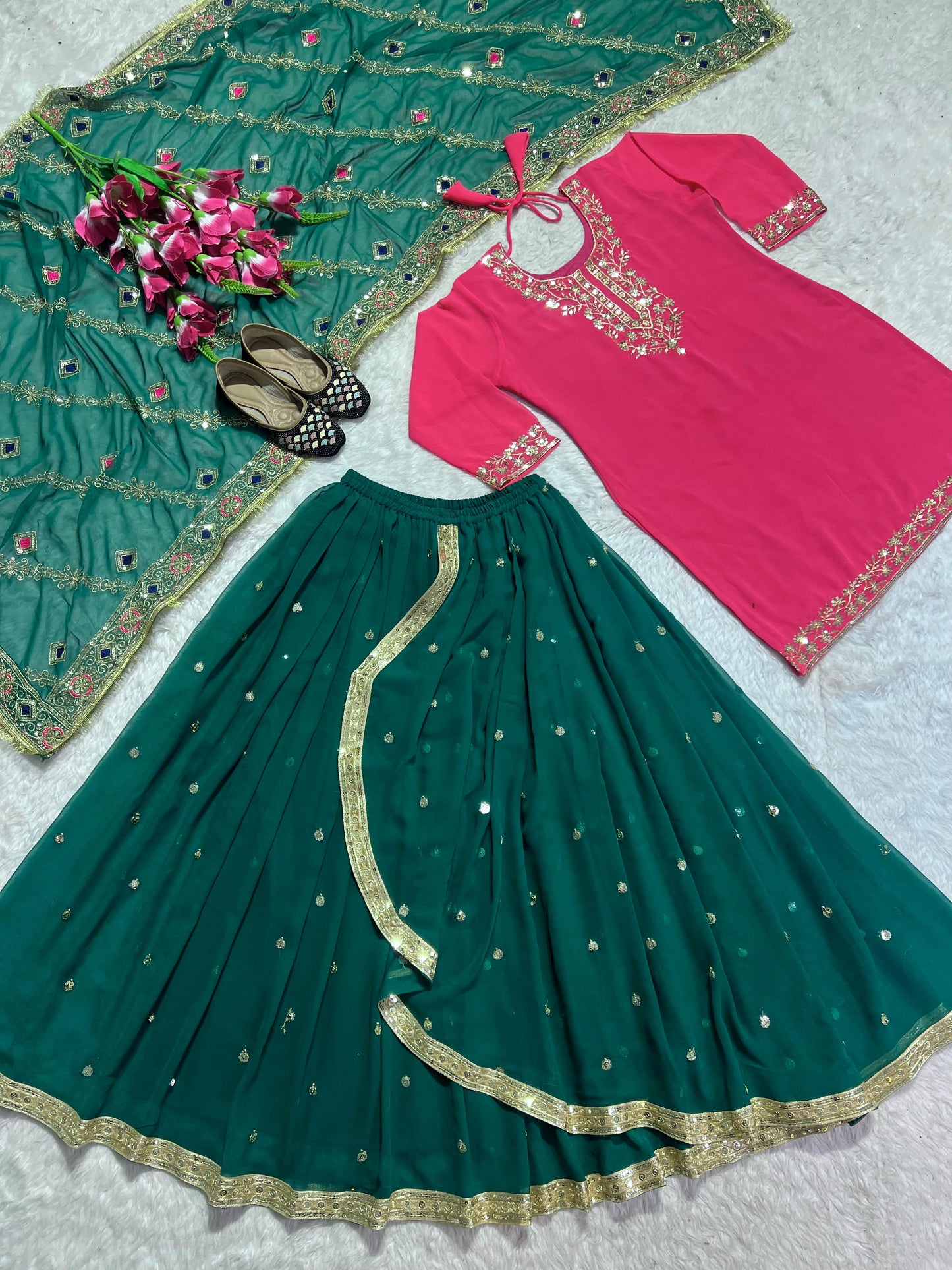 Designer Indian Kurti Lehenga Set Marriage Ghaghra Choli Indian Bridal Lahnga Sangeet Outfit Ready Party Wear Lengha Gota Patti Lehenga