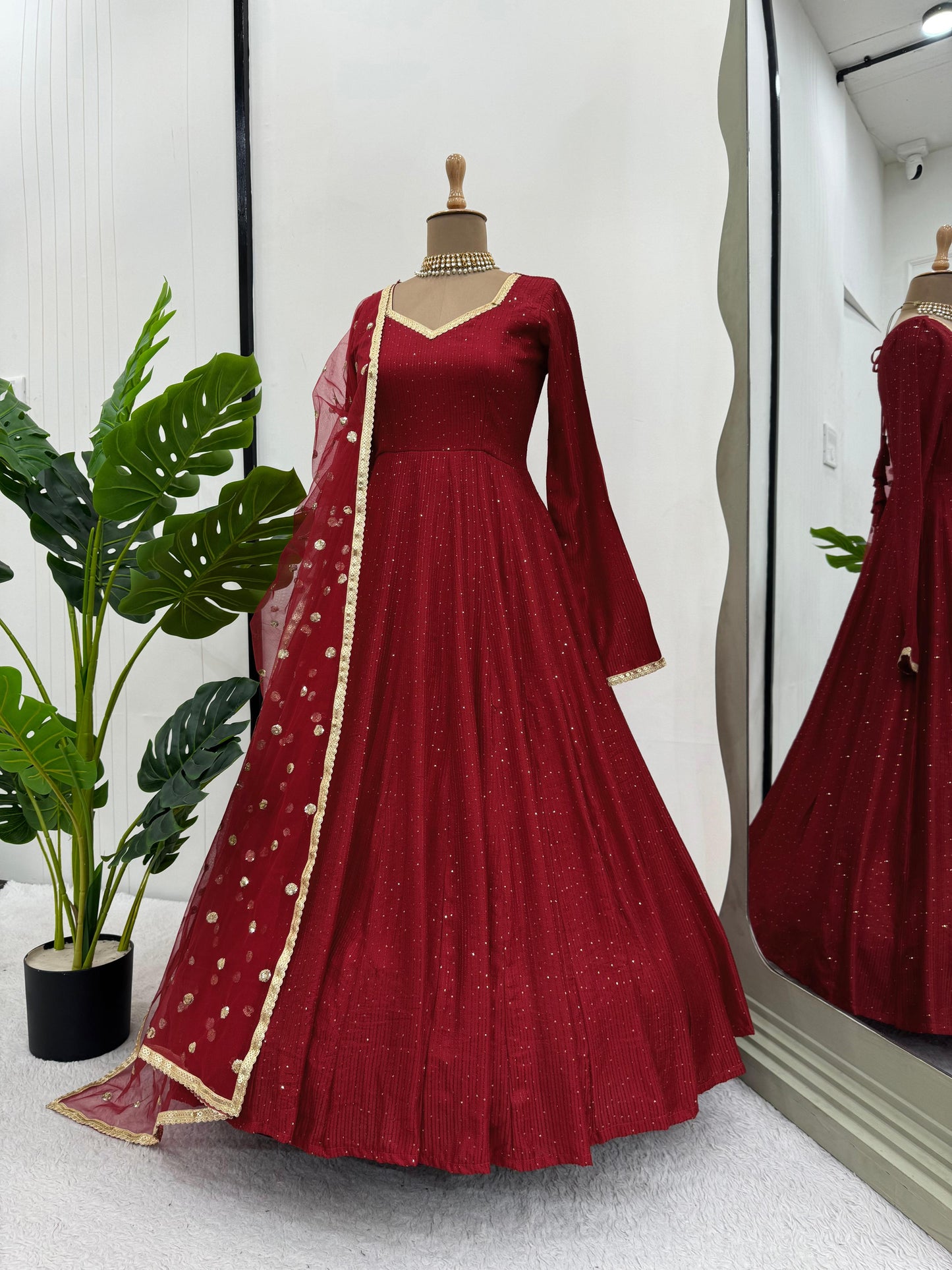 Wedding Anarkali gown Traditional outfit indian gown Sequins Embroidery Gown Full Flair Gown festival Outfit Readymade dress Salwar suit