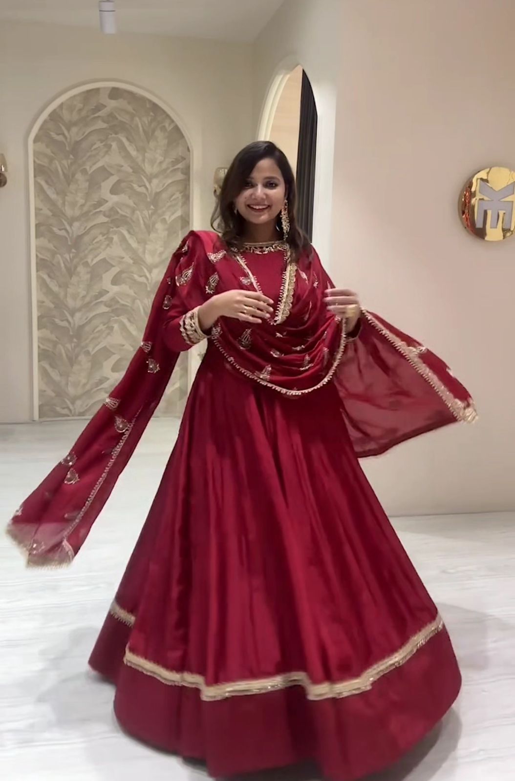 RED Indian Wedding Dress Party wear Anarkali Gown With Dupatta Flared Long Gown Readymade Dress Indian Outfit Custom made indian gown