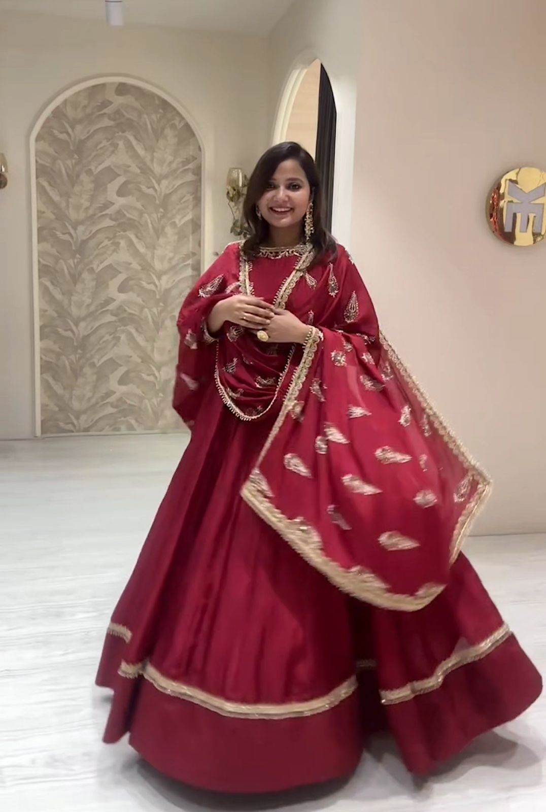 RED Indian Wedding Dress Party wear Anarkali Gown With Dupatta Flared Long Gown Readymade Dress Indian Outfit Custom made indian gown