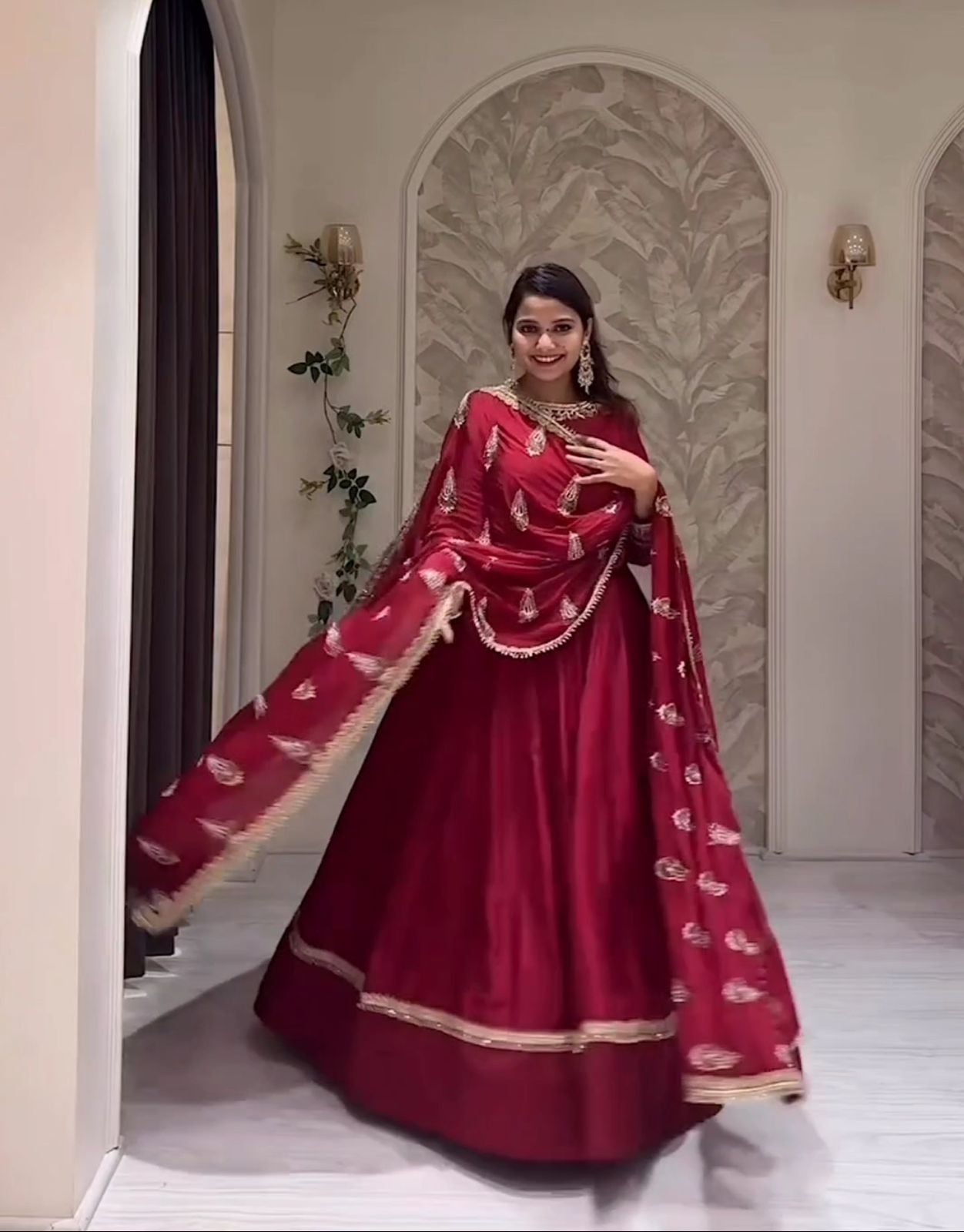 RED Indian Wedding Dress Party wear Anarkali Gown With Dupatta Flared Long Gown Readymade Dress Indian Outfit Custom made indian gown