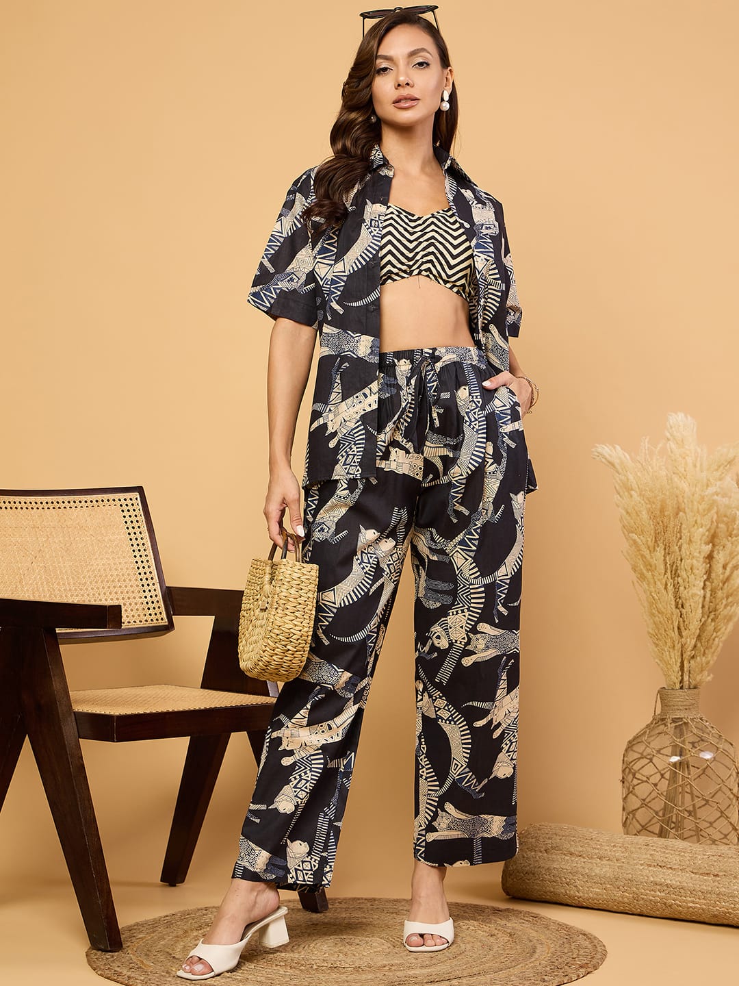 Printed Two Piece Cotton Coord Set offer a stylish and coordinated look with a comfortable feel