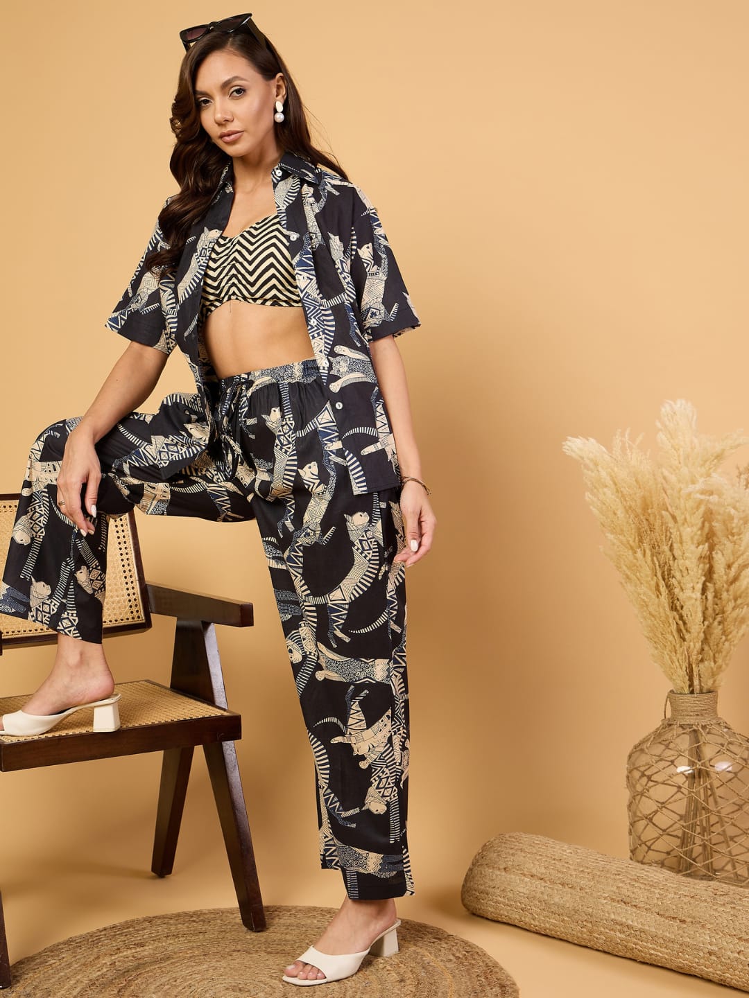 Printed Two Piece Cotton Coord Set offer a stylish and coordinated look with a comfortable feel