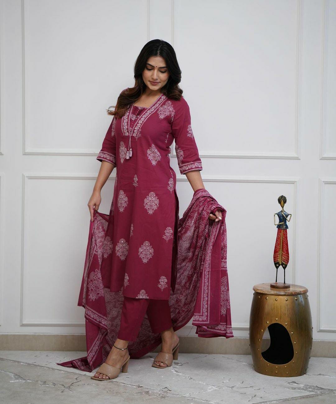 Pure Cotton  floral Print Kurti Pants Dupatta summer Indian Ethnic Wear | Women Kurta | Bollywood dress | Pakistani suit women