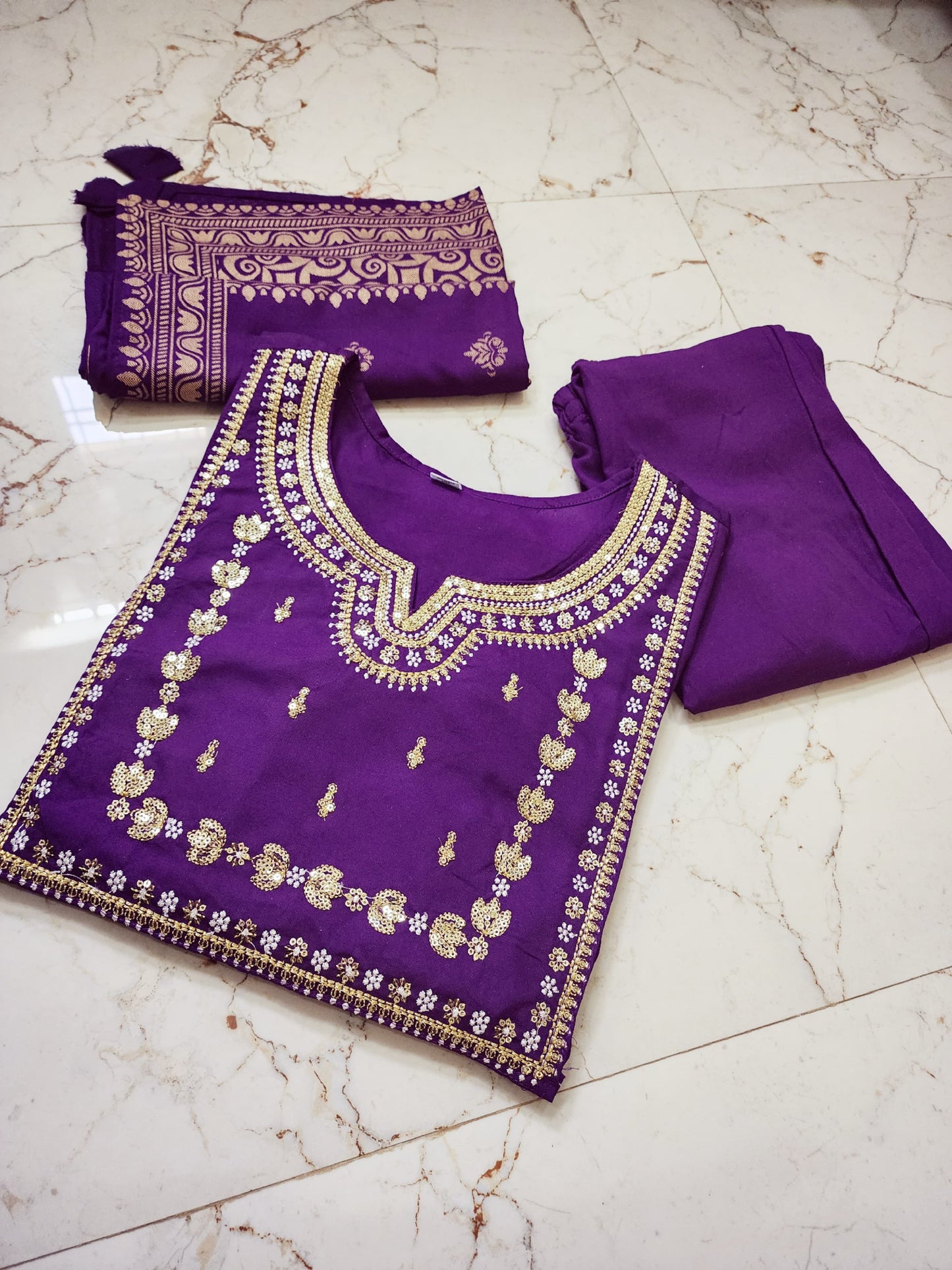 Readymade purple Embroidered Salwar Kameez With Dupatta Set Pakistani Dress Wedding Party Wear Bridesmaid  Embroidery Kurti